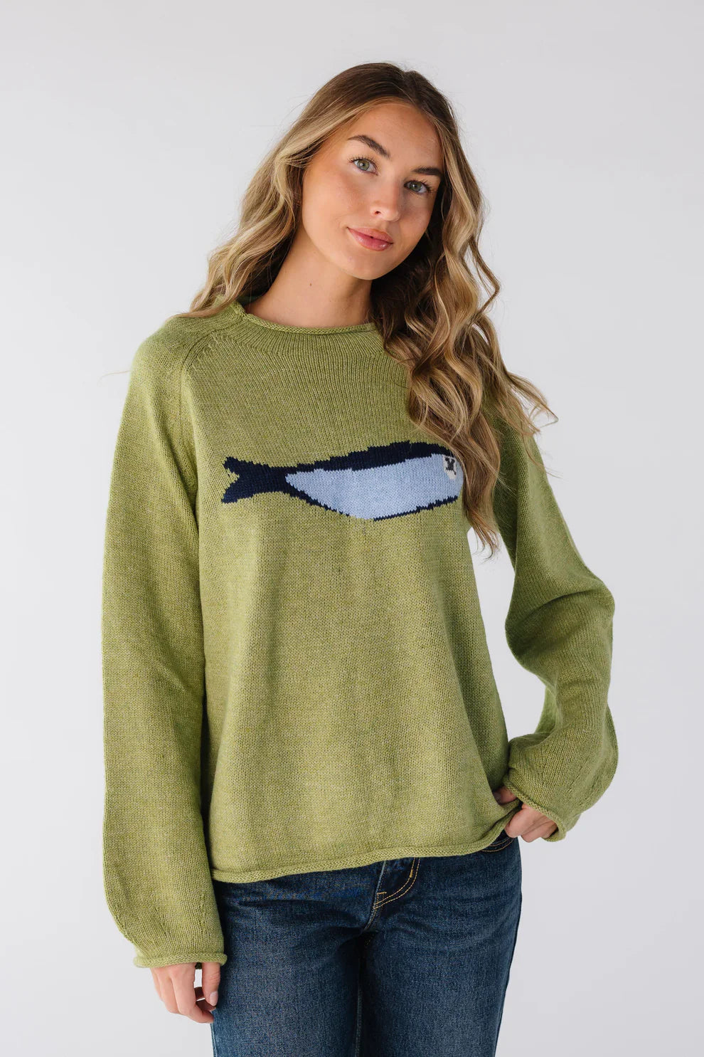 Olive Knit Fisherman Sweater