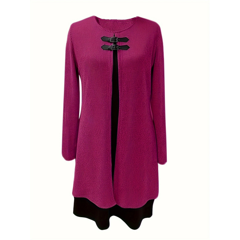 Women's Faux Two-Piece A-Line Knee-Length Dress